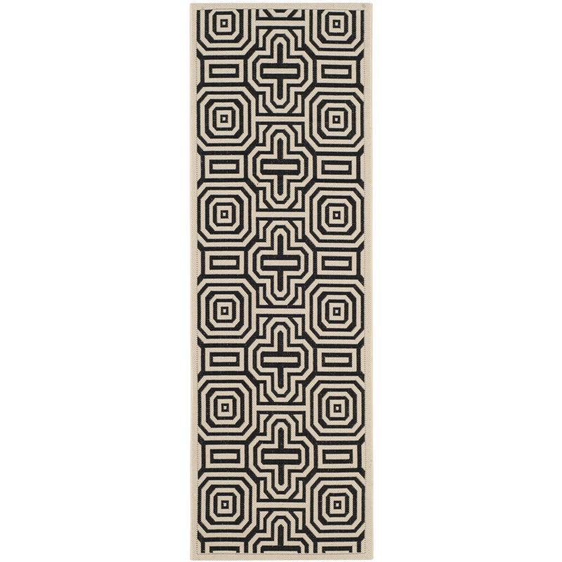 Tapis intérieur / extérieur sable / noir Arneshia, Tapis de couloir 2 pi 3 po x 10 pi