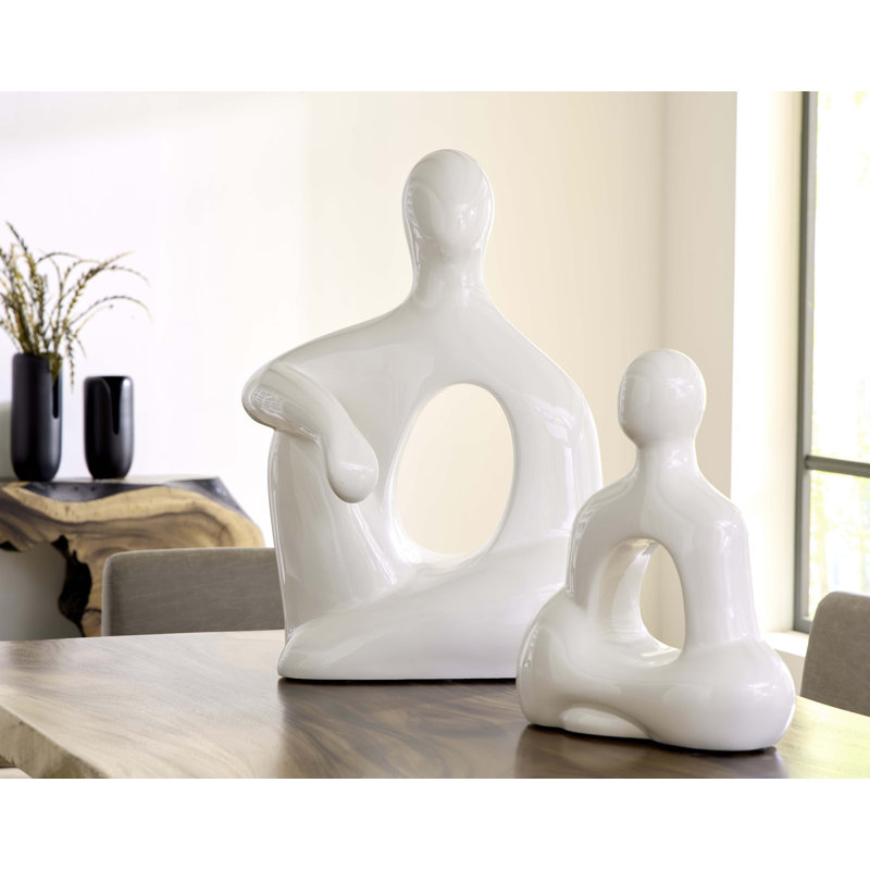Buddha Seated Sculpture, Gel Coat White