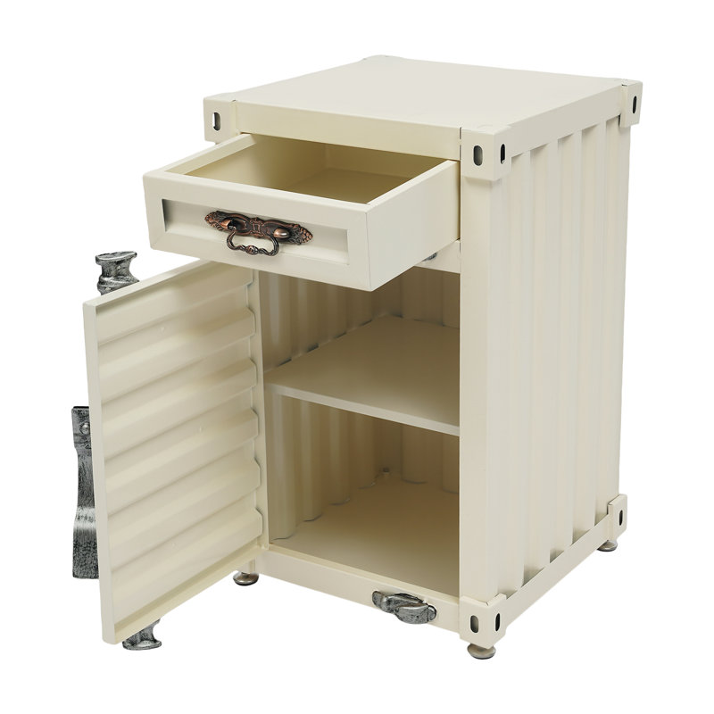 Table d'appoint style contenant avec tiroir, White