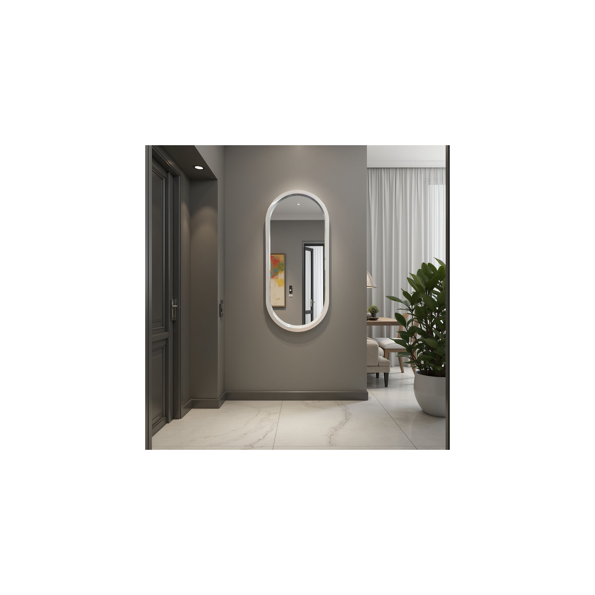 Osman Glossy Intense Rust Wall Mirror, White