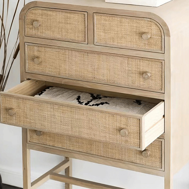 Armoire d'appoint multifonctionnelle en rotin rétro tissé