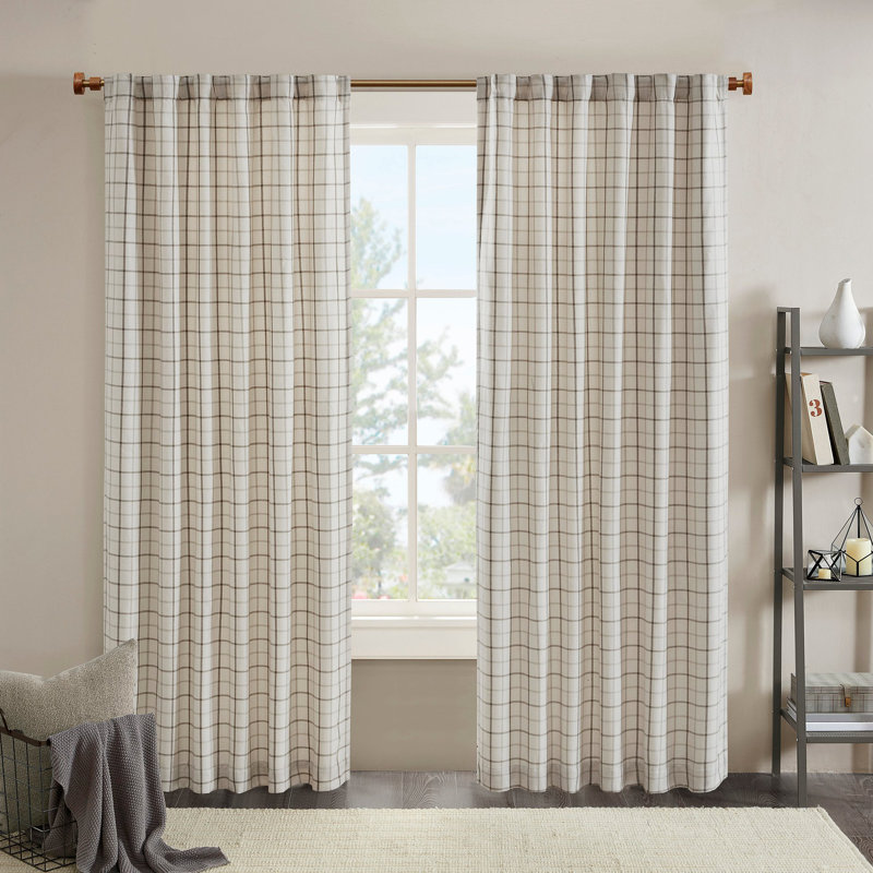 1 panneau de rideau à passants avec passe-tringle 50 x 108 po avec doublure en molleton, Naturel