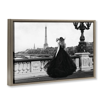 Girl in Gown Cityscape Framed Floater Canvas by Reinders