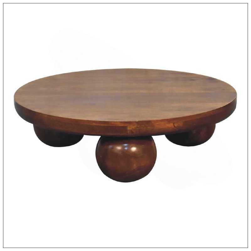 Solid Wood Chestnut Central Ball Table, Brown