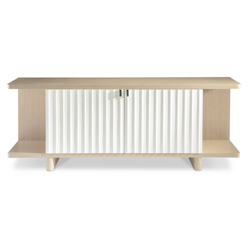 Modulum 82'' White Oak and Faux Stone Sideboard