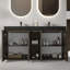 Meuble-lavabo double 60 po avec plateau à surface solide noir mat, brun chêne fumé -105079992-105076118-109252504