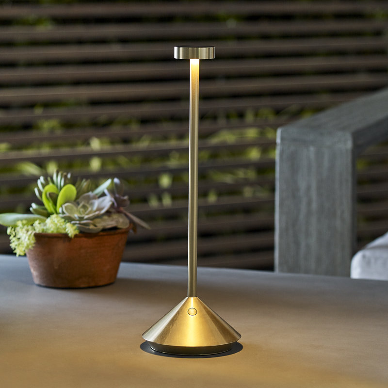 Moneta Accent Rechargeable Table Lamp, Natural Brass