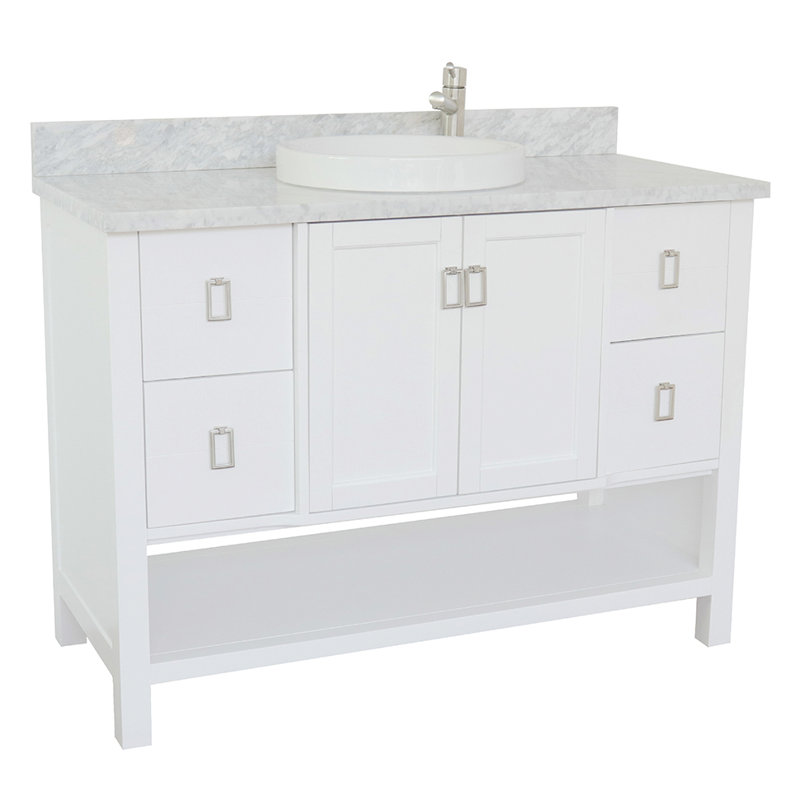 Wilhoit 49'' Single Bathroom Vanity with Top, White/White Carrara