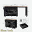 Îlot de cuisine roulant avec table de salle à manger extensible, station de charge, support de rangement ouvert à trois niveaux, 3 tiroirs et 2 armoires de rangement-992112977