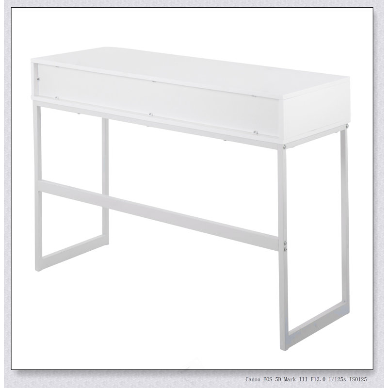 Console contemporaine en métal et bois, Blanc