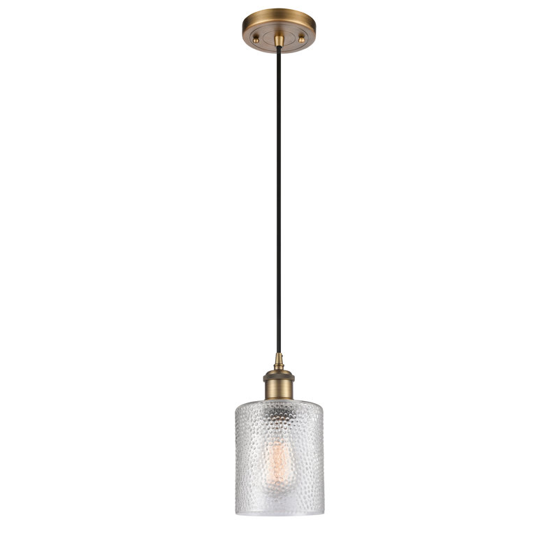 Willamette 1 - Light Single Pendant, Clear, No Bulb Included, Brushed Brass