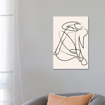 Deconstructed Lines Figure Natural 1 Piece Wrapped Canvas Wall Art