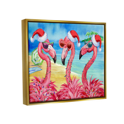 Fêtes des fêtes, flamants roses, art giclée sur la plage par Paul Brent