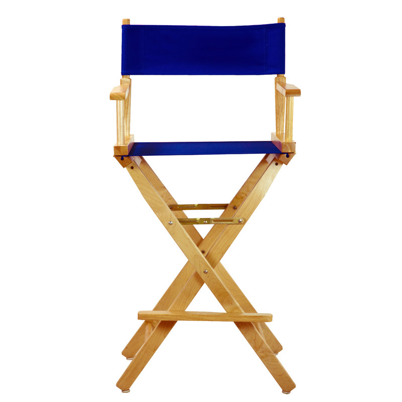 30" Folding Director Chair with Canvas, Natural, Royal Blue