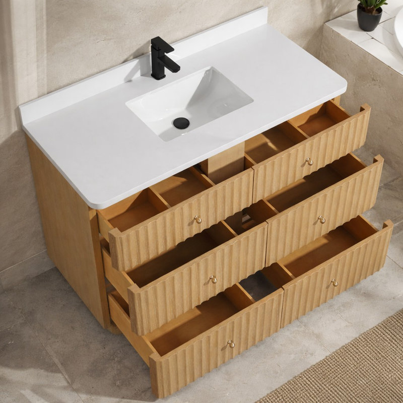 La Jolla 48'' Single Bathroom Vanity With Engineered Stone Top