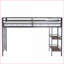 Structure de lit simple mezzanine en métal avec tablette en bois de cannelle - noir, peu encombrant, aucun sommier nécessaire pour les chambres à coucher