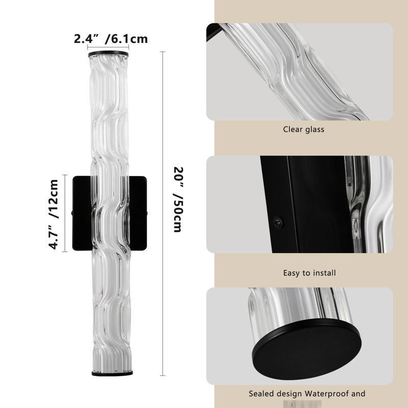 Upgraded K9 Crystal 19.7'' Black Wall Sconce Of 2, Ideal Lighting For Vanity And Living Room Modern Bronze Bedroom Stairway Decoration