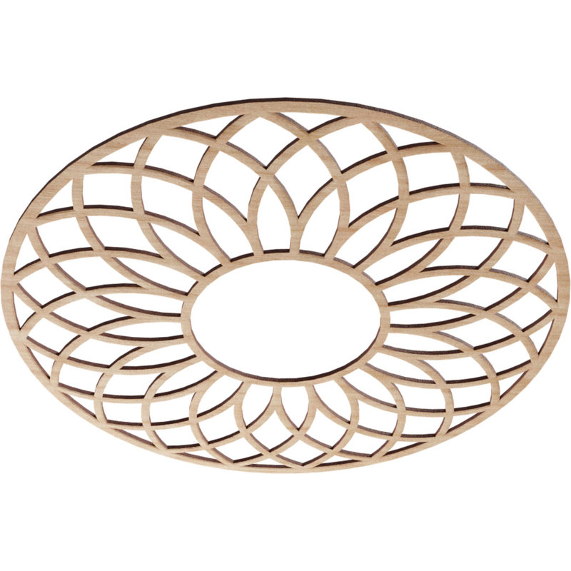 Médaillon de plafond en bois d'aulne 30 po x P 10 1/4 po x P 1/4 po, Aulne, H 26 po x l 26 po x P 0,38 po