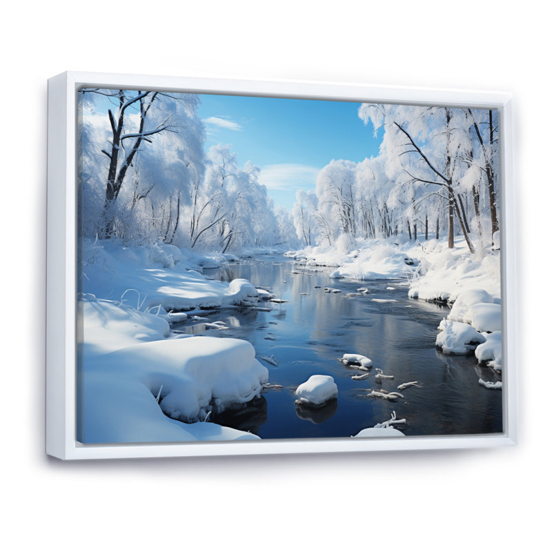 White Winter Harmony III, reproduction d'art sur toile, H 34 po x l 44 po x P 1,5 po, Cadre flottant blanc