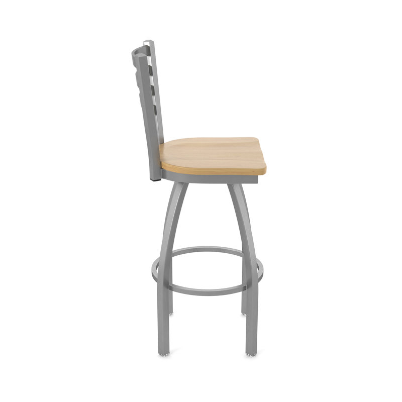 Tabouret pivotant Jackie, Bois - Érable naturel, Tabouret de bar (assise de 30 po de hauteur), Acier Inoxydable