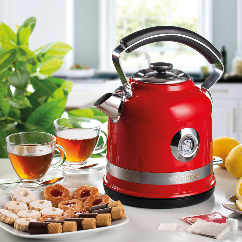 Ariete Moderna 1.7L Stainless Steel Electric Kettle, Red
