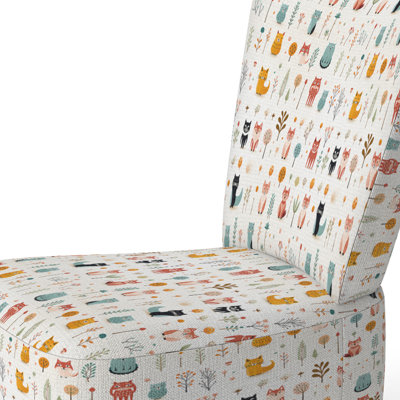 Minimalist Cute Childrens Animals - Upholstered Glam Side Chair, Beige Accent Chair