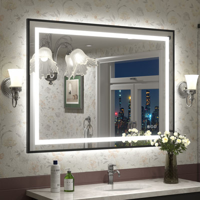 UL Certified Front & Back LED Anti-Fog Tempered Glass Framed Bathroom/Vanity Mirror - Basics by Wayfair™