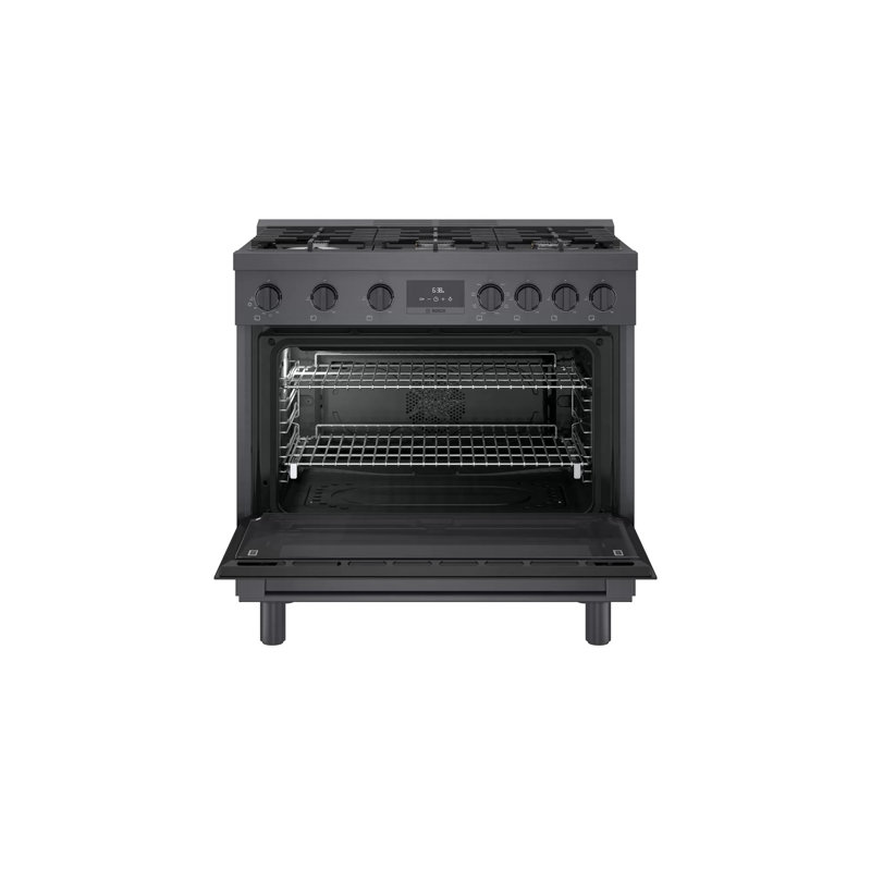 800 Series 36" 3.7 cu. ft. Freestanding Dual Fuel Range with True European Convection, Black