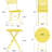 3-Piece Folding Bistro Set, Steel Frame Table and Chairs, Space-Saving Patio Furniture, Yellow-1329780772