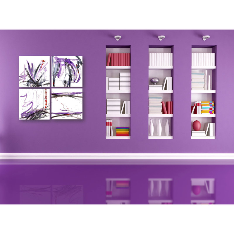 Purple Black Set by John Beard - Artist Enhanced Canvas Print, Black Floater Framed, 30" H x 30" W x 3" D