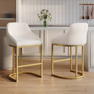 Upholstered Counter Stool with Metal Frame