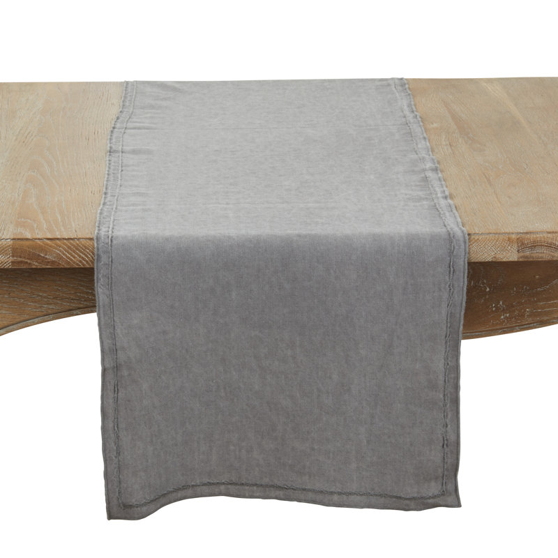 Stonewashed Overlock Edge Table Runner, Gray