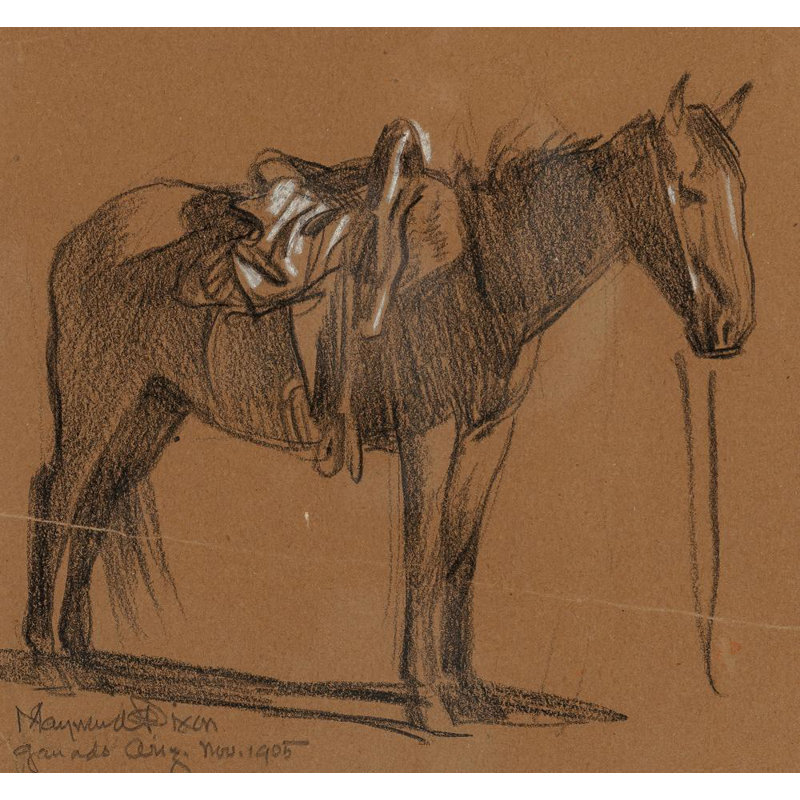 «Horse Study» par Maynard Dixon - Art mural sur toile tendue avec châssis, H 18 po x l 14 po