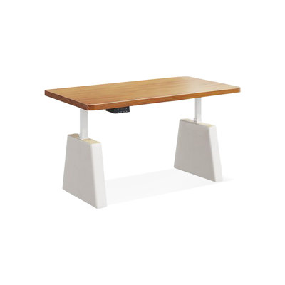 Burlywood + White Rectangular Hight adjustable Solid Wood + Carbon Steel desk