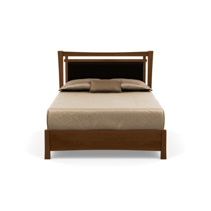 Monterey Upholstered Storage Bed, California King, Ebony Leather, Saddle Cherry