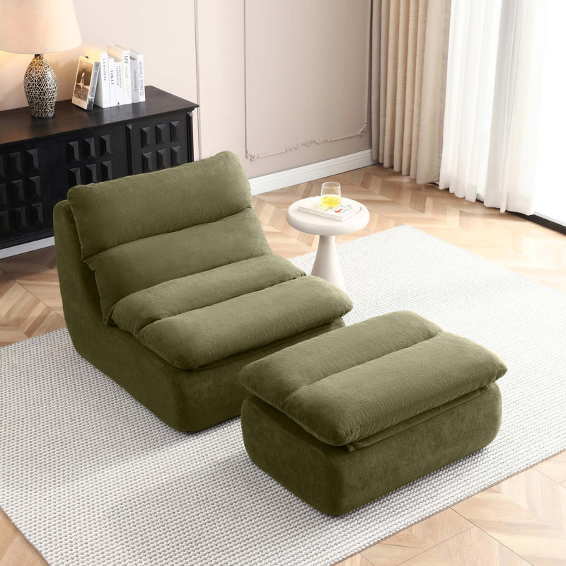 Fauteuil à billes ergonomique avec repose-pieds, Vert