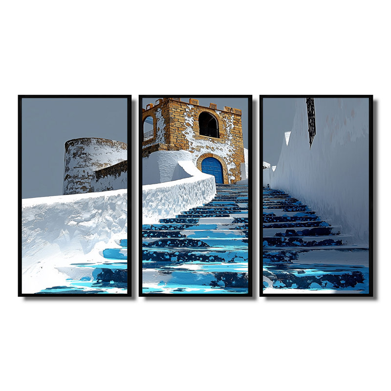 Ensemble de décorations murales bleu Rabat Kasbah Morocco Path II - Maroc, H 28 po x l 36 po x P 1 po