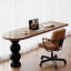Bureau d'écriture brun en bois massif demi-cercle-118614631