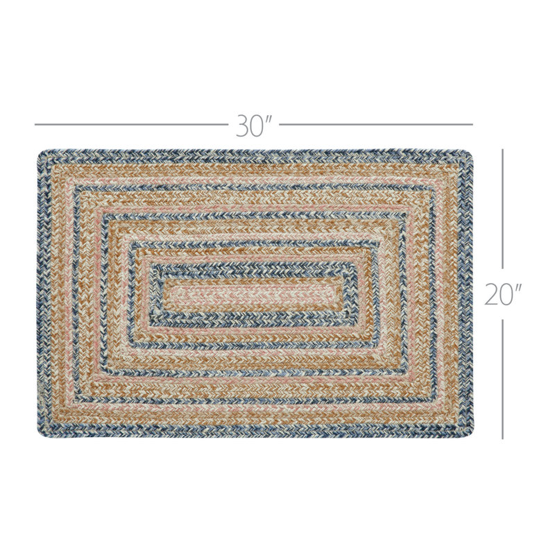 Merline Rectangle Geometric Hand Braided Area Rug in Beige/Blue, Rectangle 1'8" x 2'6"