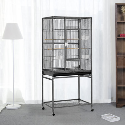 Draymond 53.5" Steel Flat Top Floor Bird Cage with Wheels