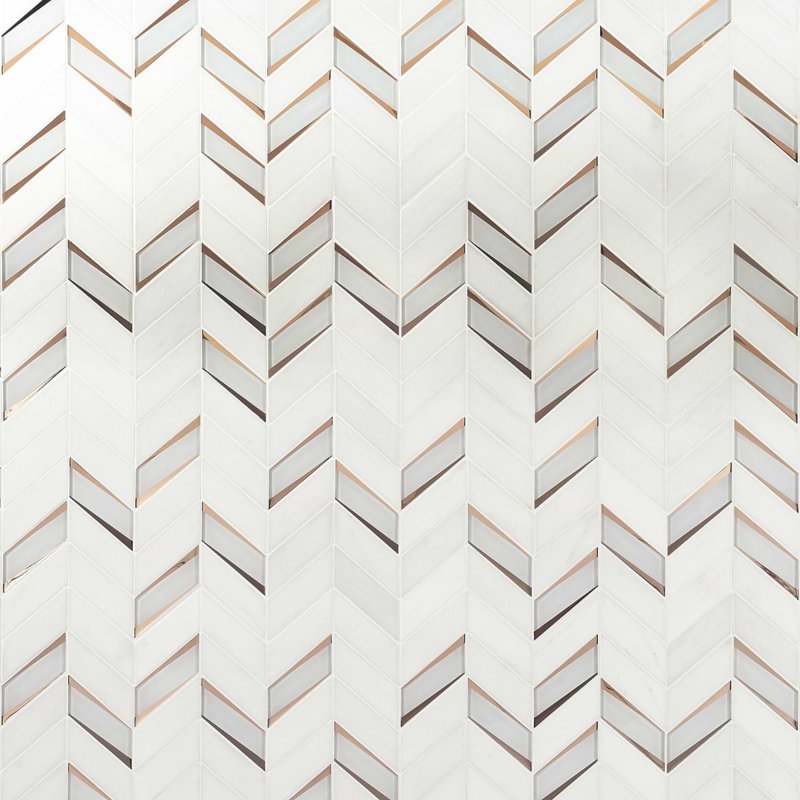 Kasol Marble And Mirrored Glass Mosaic, Golden Mirror