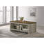 Table basse l 43 po avec tablettes ouvertes à l'avant et à l'arrière en chêne gris