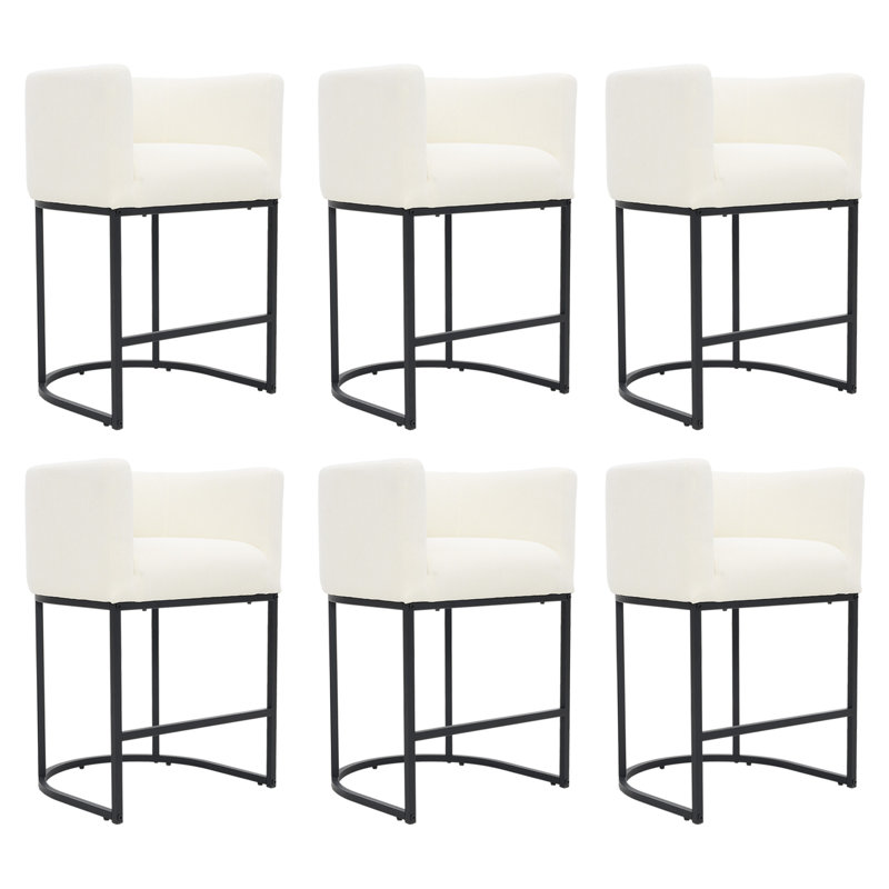 Tabouret de bar 26 po, Beige Seat/Black Frame, 6