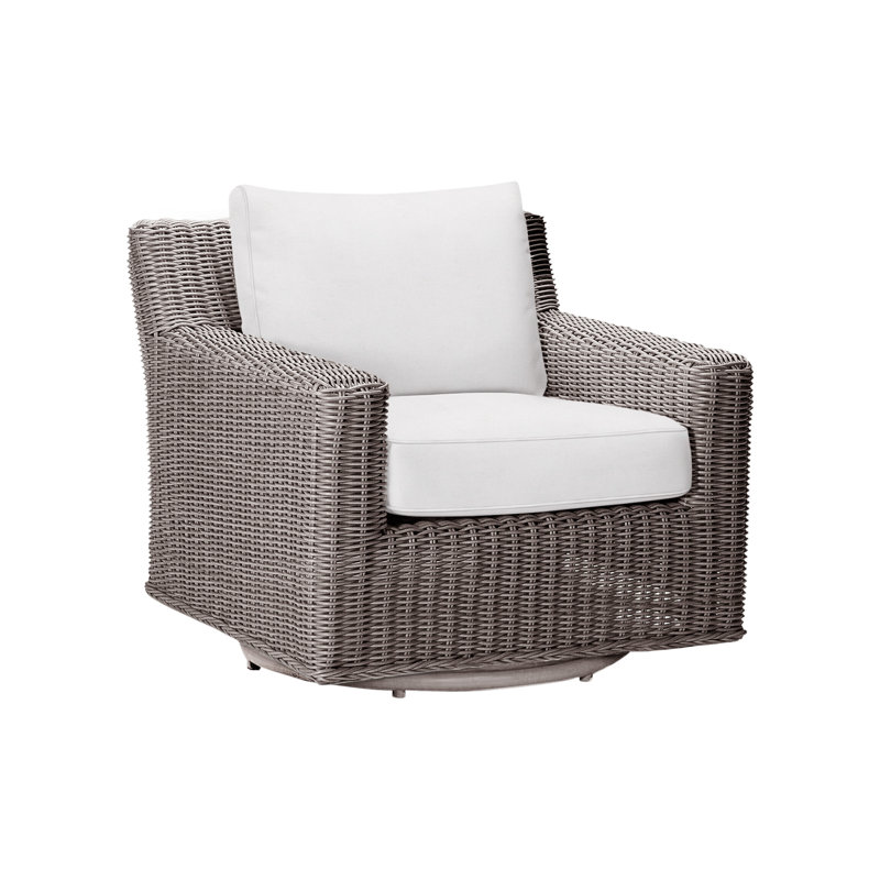 Rustic Swivel Patio Chair with Cushions, No Welt, Oyster, Avila Natural White