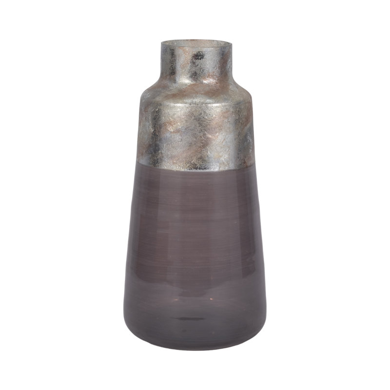 Vase Modern Glam, H 17 po x l 8 po x P 8 po, Gris/argent, Cylindre