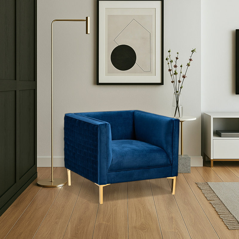 Kova Velvet Armchair, Navy Blue
