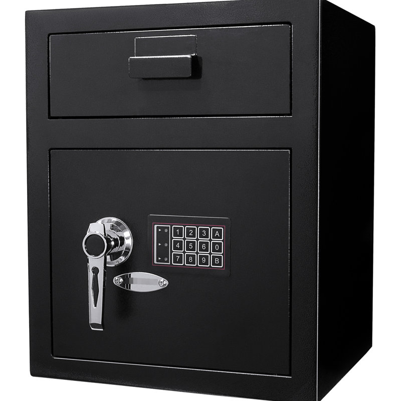 Coffre-fort à clavier en acier de 1,1 pi³, noir, pour objets de valeur, 2 goupilles de sécurité, rangement sécurisé pour objets de valeur, acier, entrées par goupille