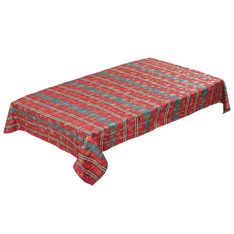 Motif écossais à fines rayures Lendra, broderie en polyester, fil métallique, tissu rouge-vert, 54 po x 72 po, peut accueillir 4 à 6 personnes, nappes rectangulaires