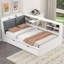 Lit plateforme en bois avec lit gigogne, tablettes et tête de lit avec rangement-1198239571