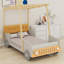 Lit voiture en bois avec coussin, toile de plafond-1284034747